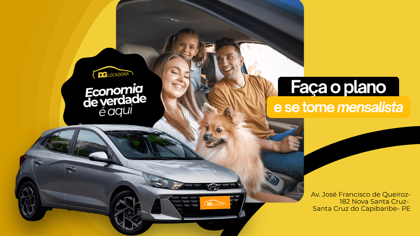 Plano mensal de veículos DG Locadora